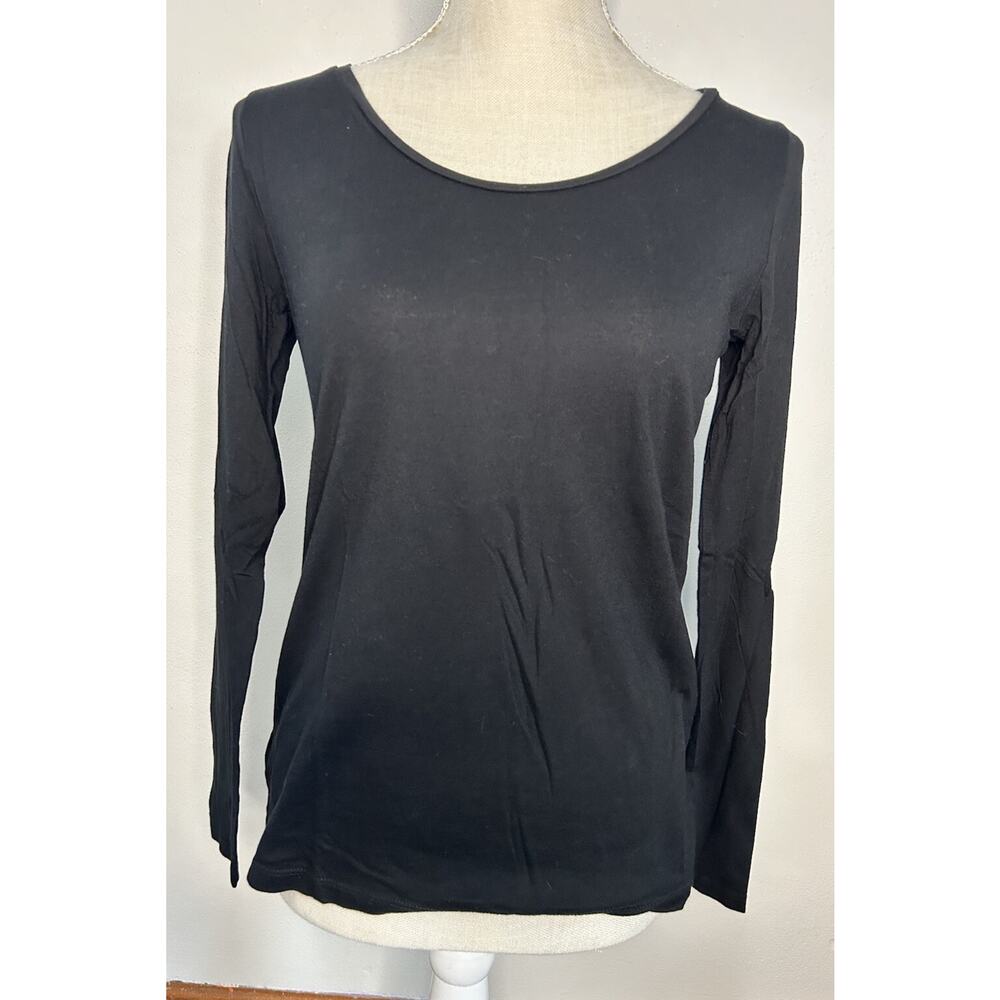 Ann Taylor LOFT Sz S Black Soft Knit Scoop Neck Top Live Love Loft